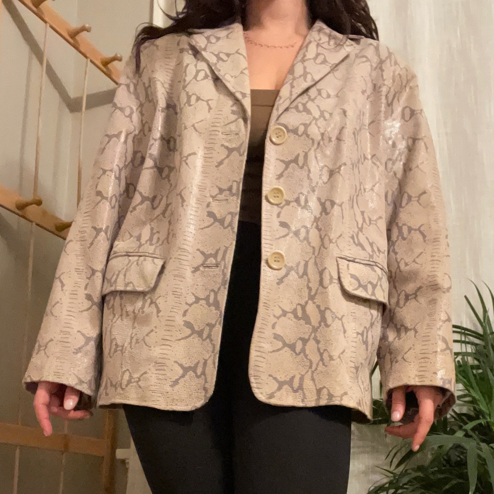 Vintage Oversized Terry Lewis Snake Leather Jacket